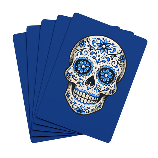 Blue Sugar Skull Playing Cards