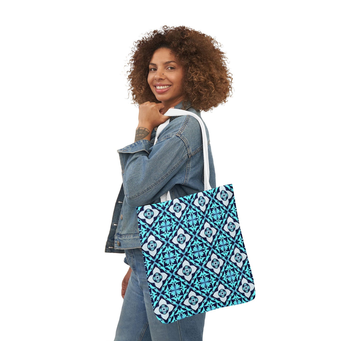 Gaia's Blue Geometric Tote Bag