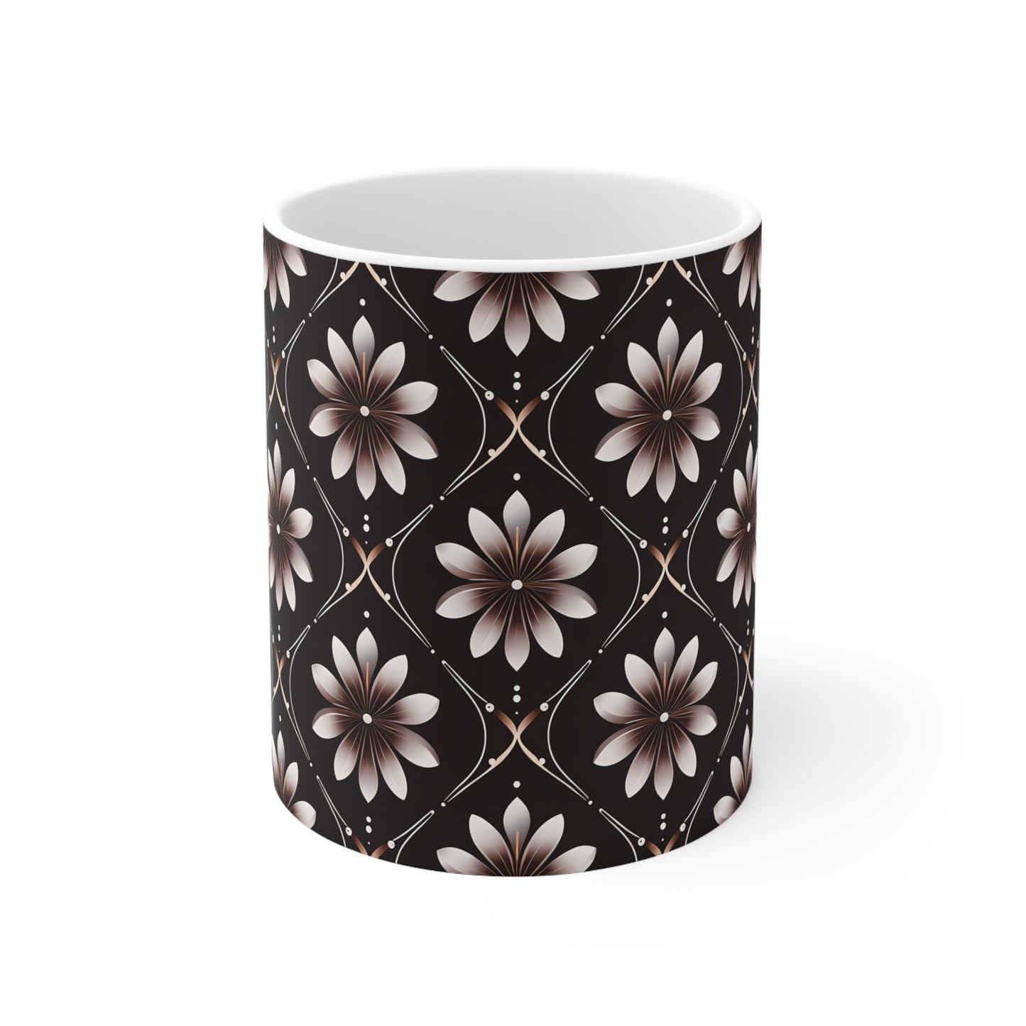 Carson's Chocolate Floral Tile Ceramic Mug, Coffee Cup