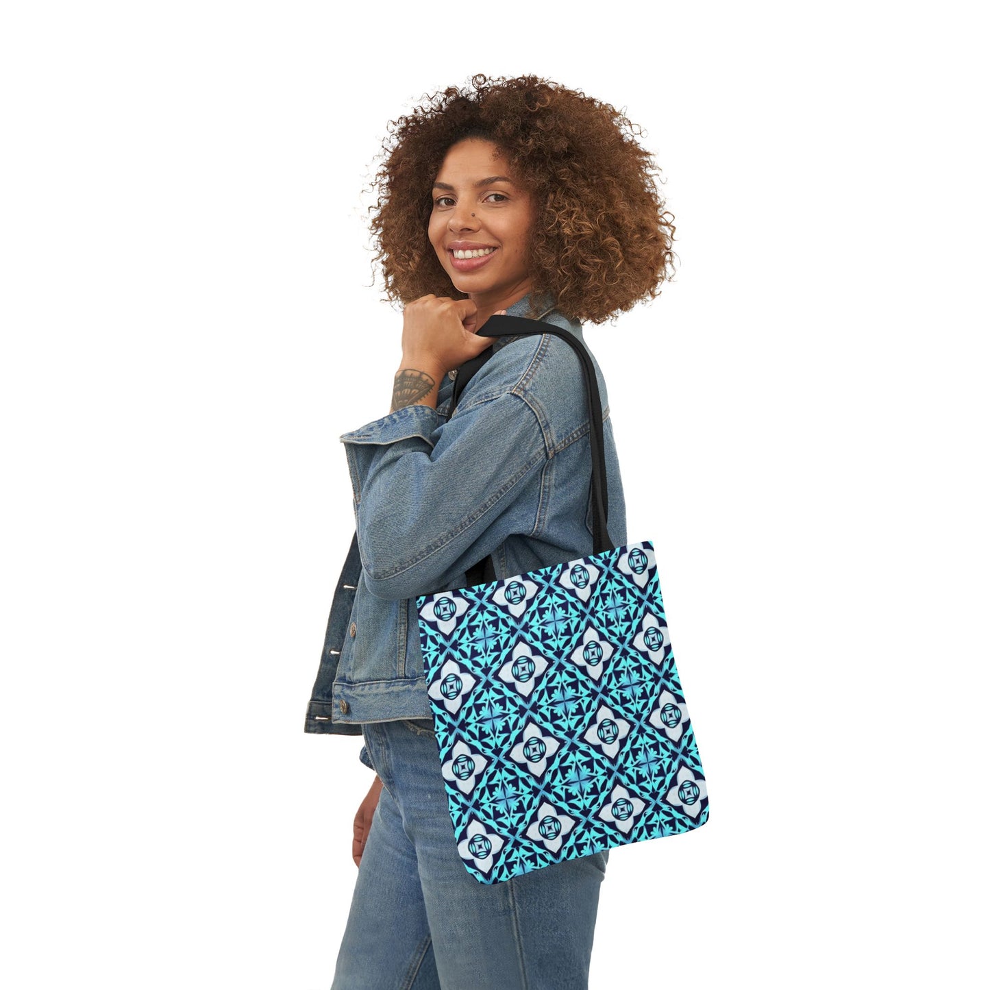 Gaia's Blue Geometric Tote Bag