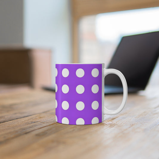 Paul's Purple Polka Dot Ceramic Mug, Coffee Cup