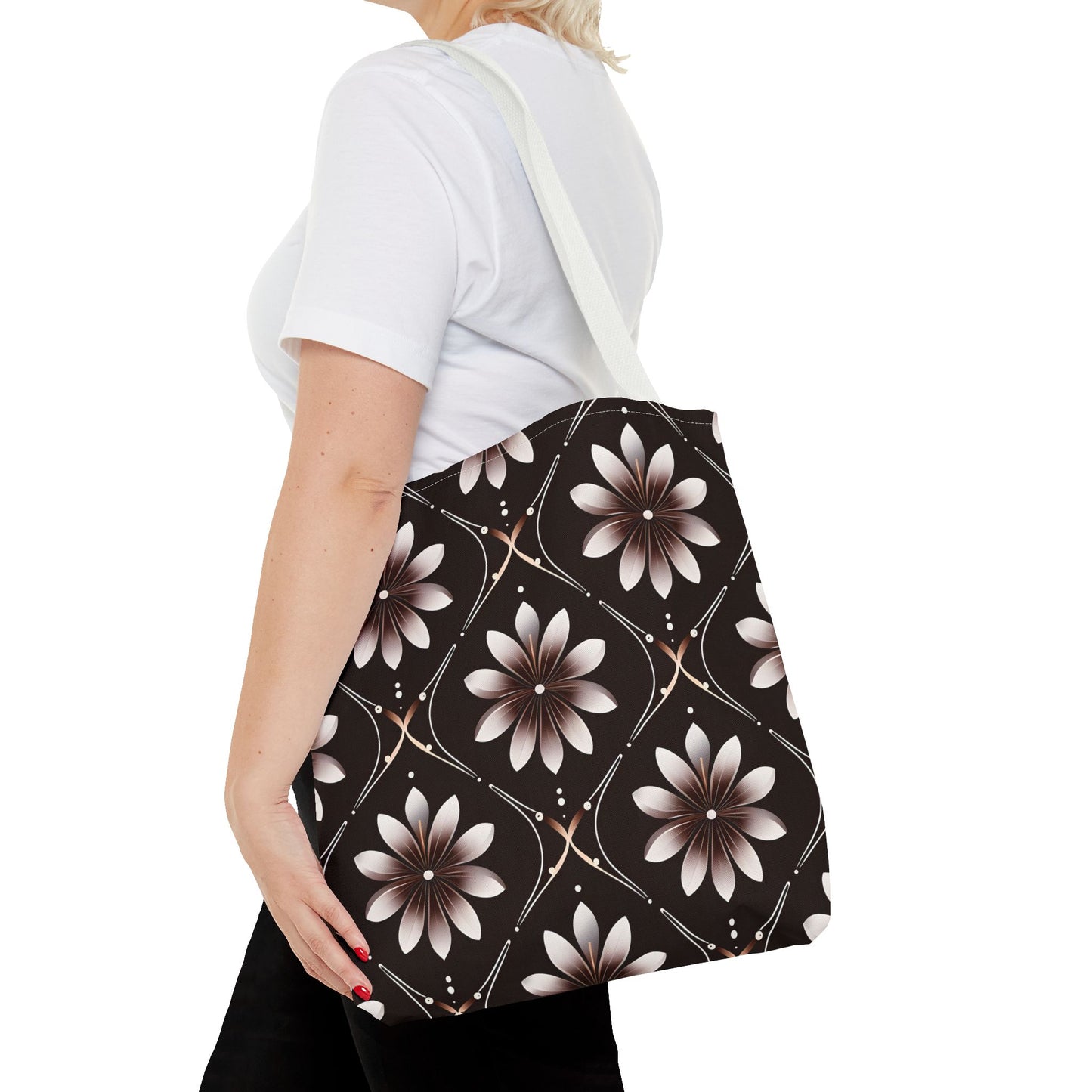 Bowie's Brown Floral Tile Tote Bag