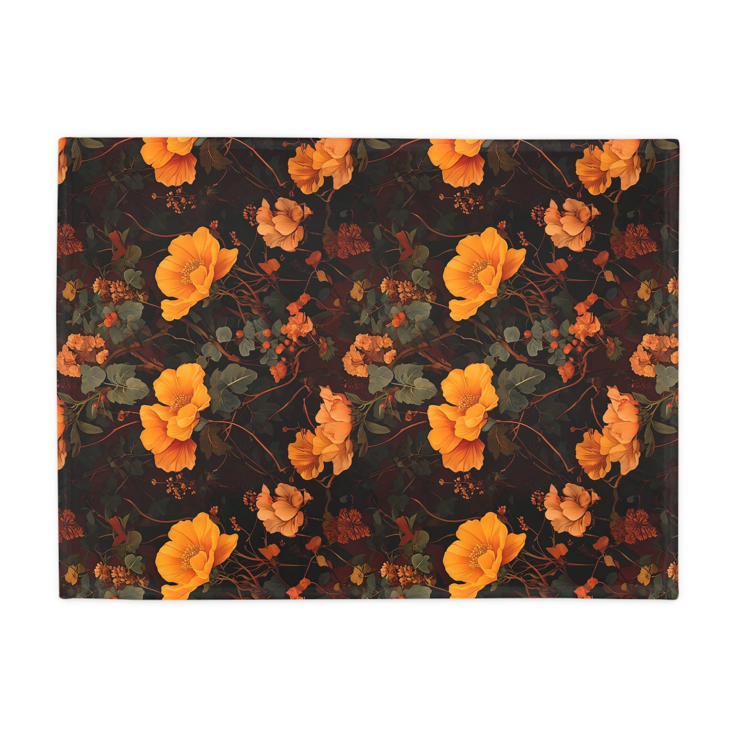 Gia's Golden Floral Plush Fleece Blanket