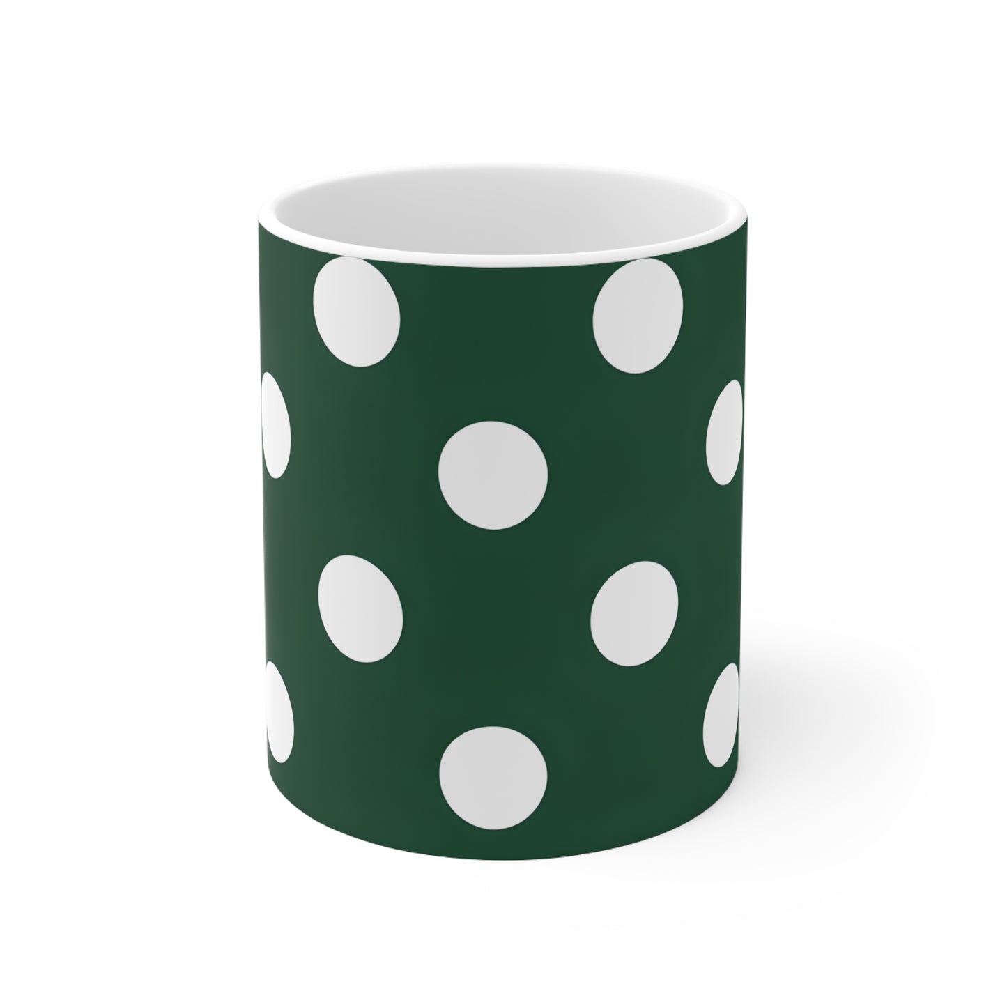 Greta's Green Polka Dot Ceramic Mug, Coffee Cup