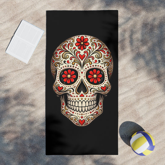 Riley's Red Sugar Skull Beach Towel