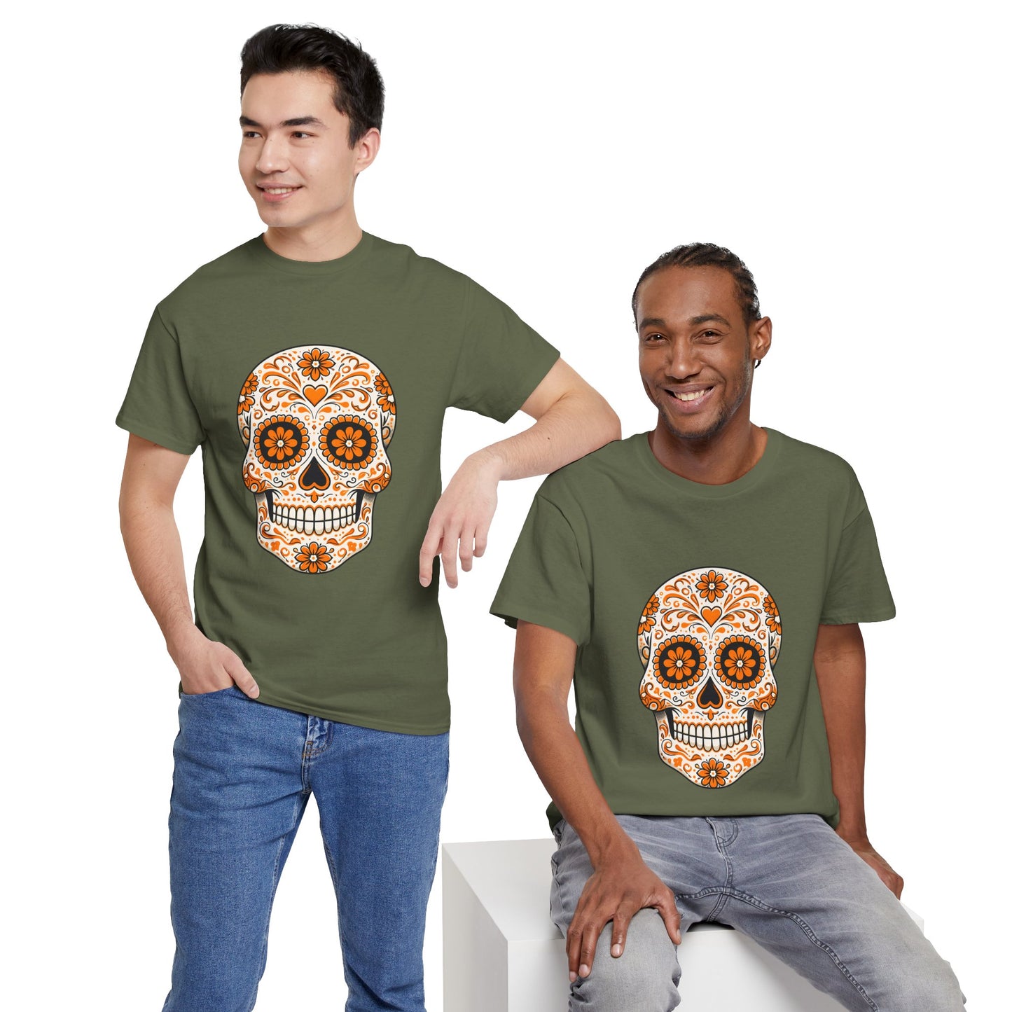 Ophelia's Orange Sugar Skull Adult Shirt