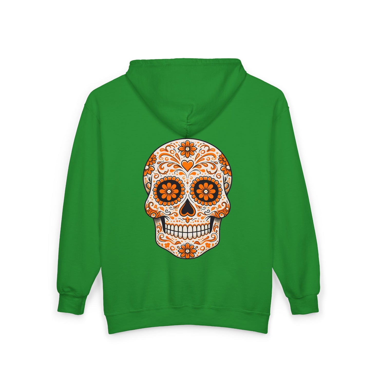 Orange Sugar Skull Full Zip Sweatshirt - Hooded