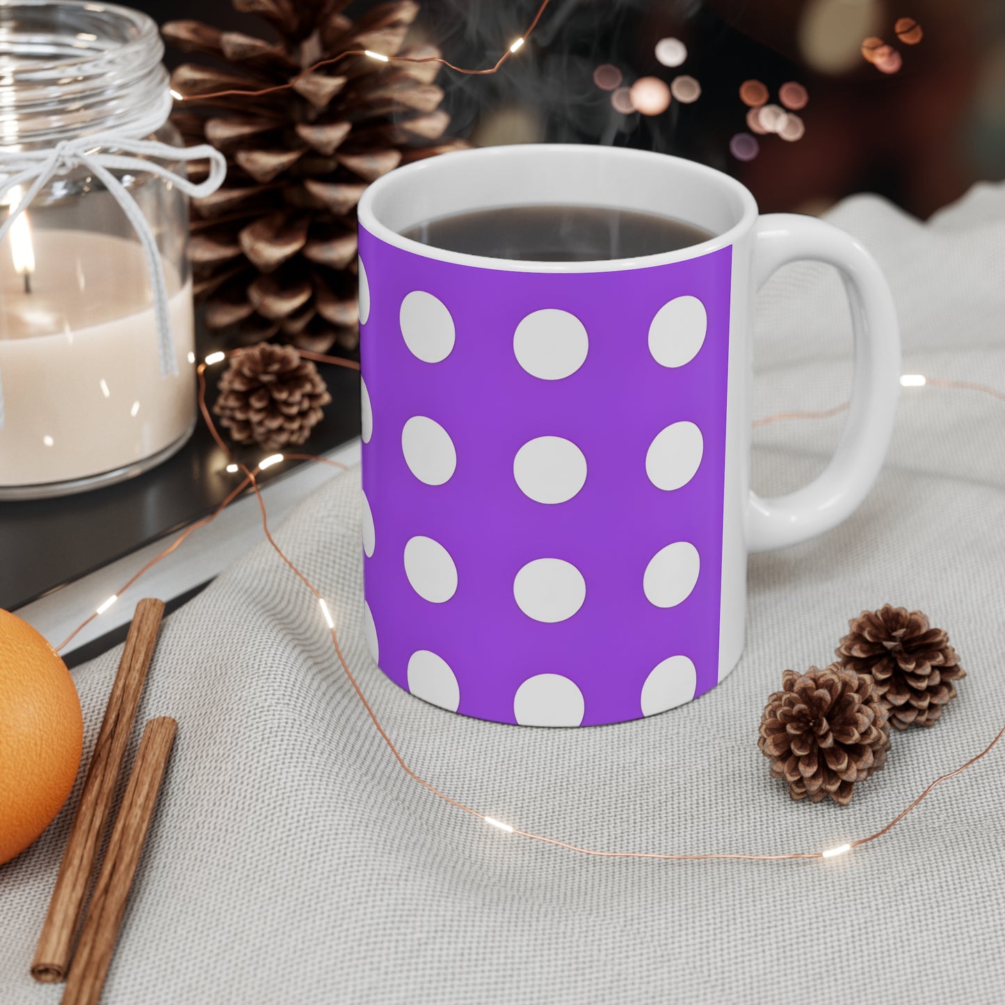 Paul's Purple Polka Dot Ceramic Mug, Coffee Cup