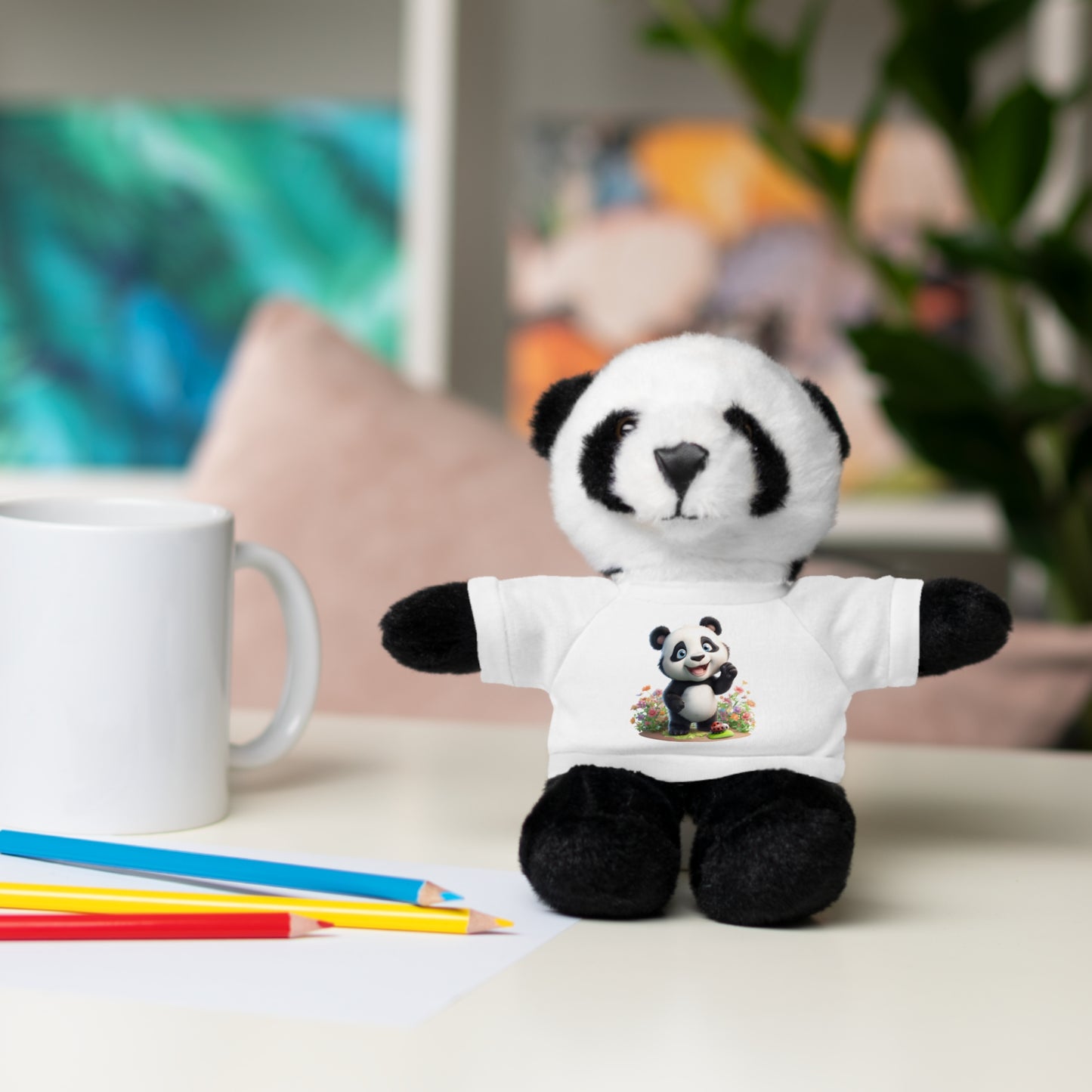 Panda on Tee Plush Animals