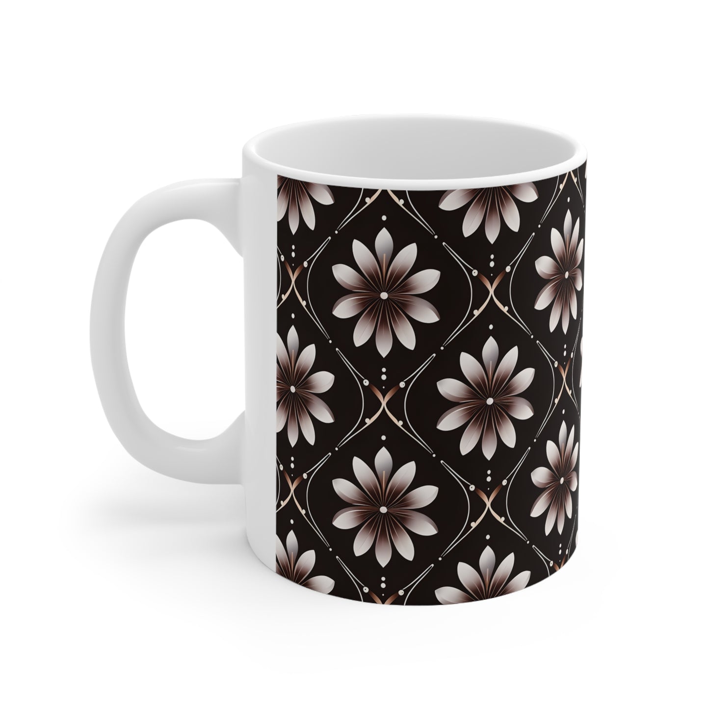 Carson's Chocolate Floral Tile Ceramic Mug, Coffee Cup