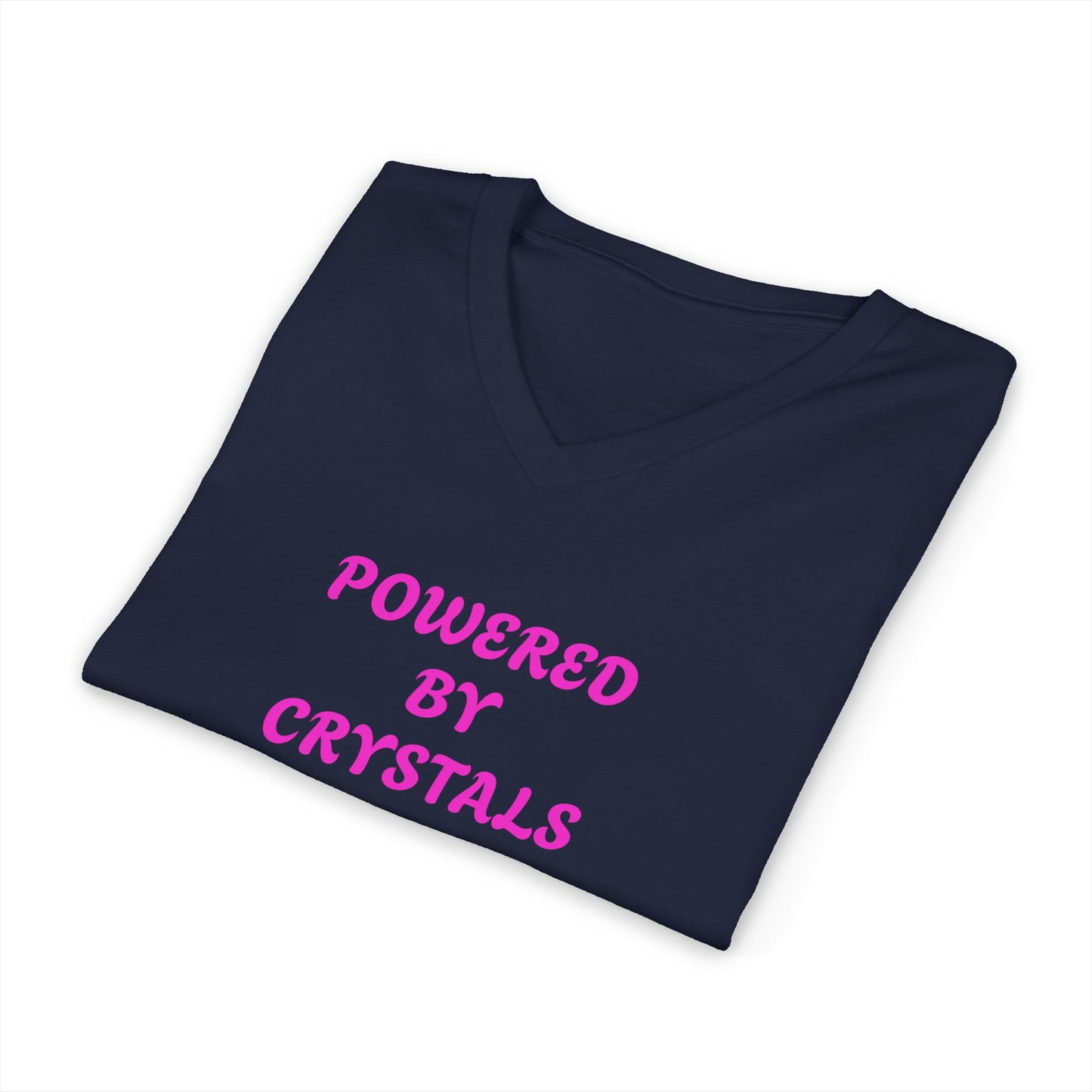 Powered by Crystals V-Neck Adult Shirt