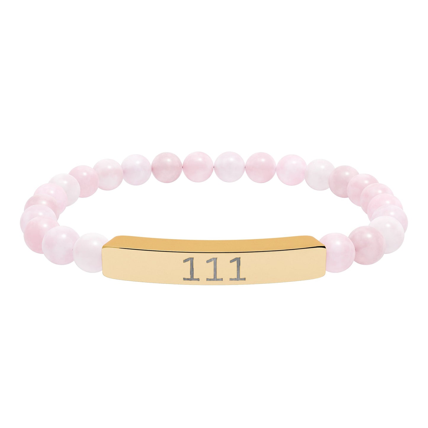 Engraved 111 Natural Stone Stretch Bar Bracelet