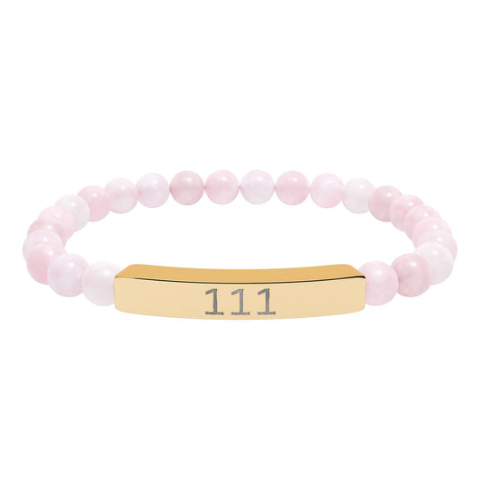 Engraved 111 Natural Stone Stretch Bar Bracelet