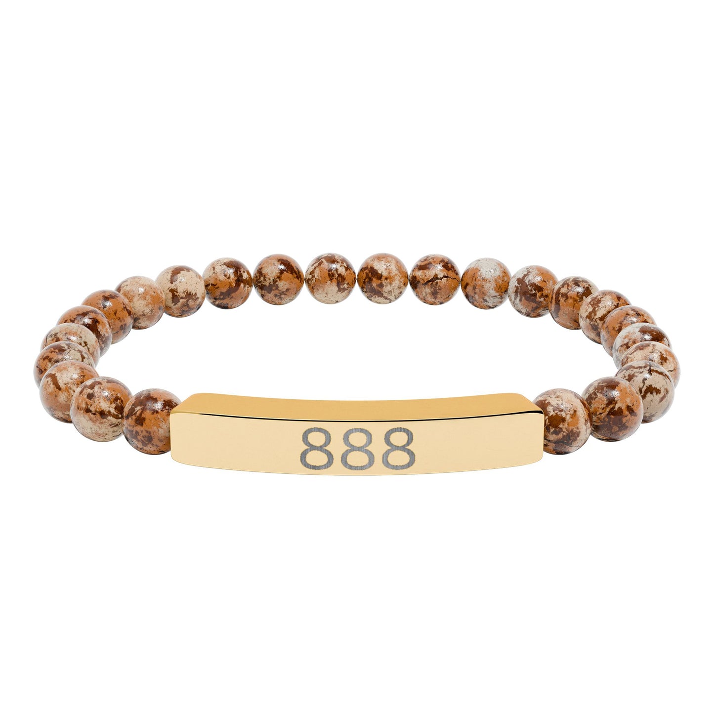 Engraved 888 Natural Stone Stretch Bar Bracelet