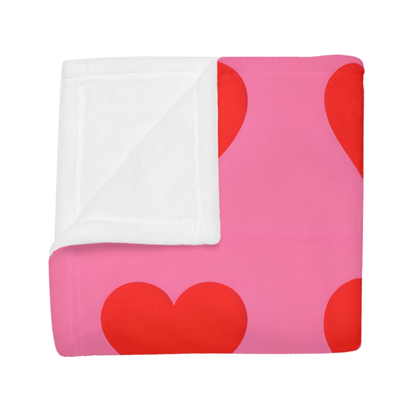 Pia's Pink & Red Heart Plush Fleece Blanket