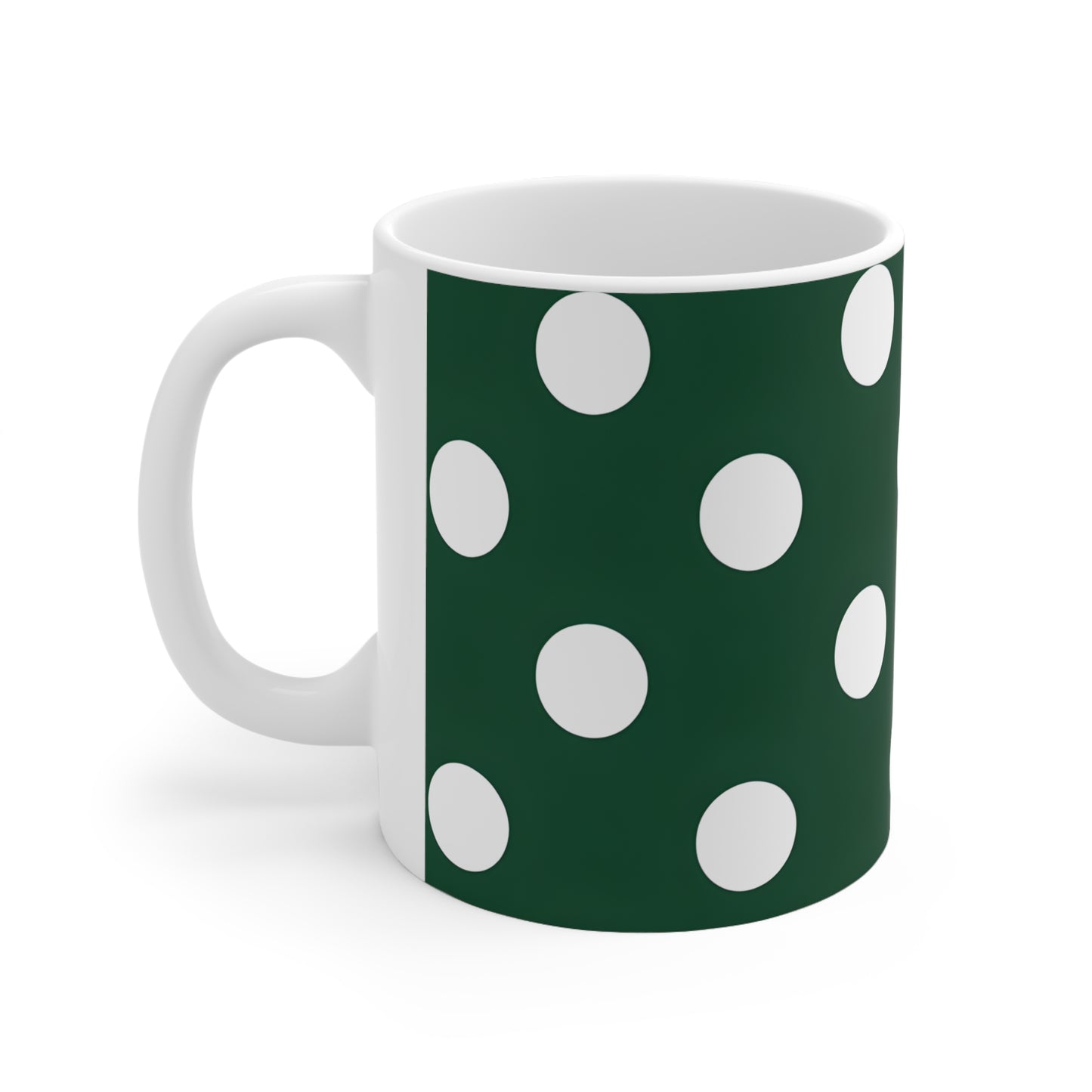 Greta's Green Polka Dot Ceramic Mug, Coffee Cup