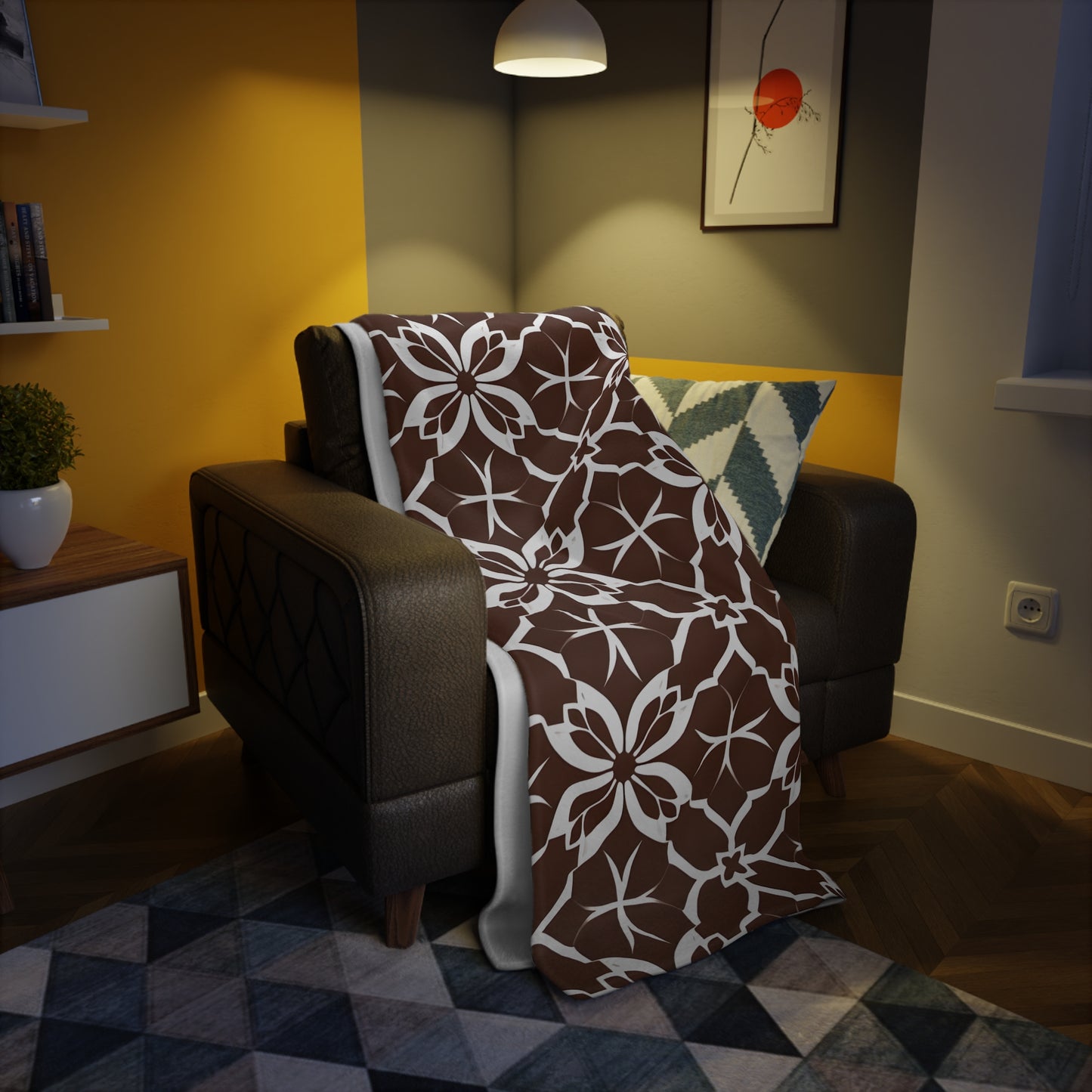 Bambi's Brown Tile Plush Fleece Blanket