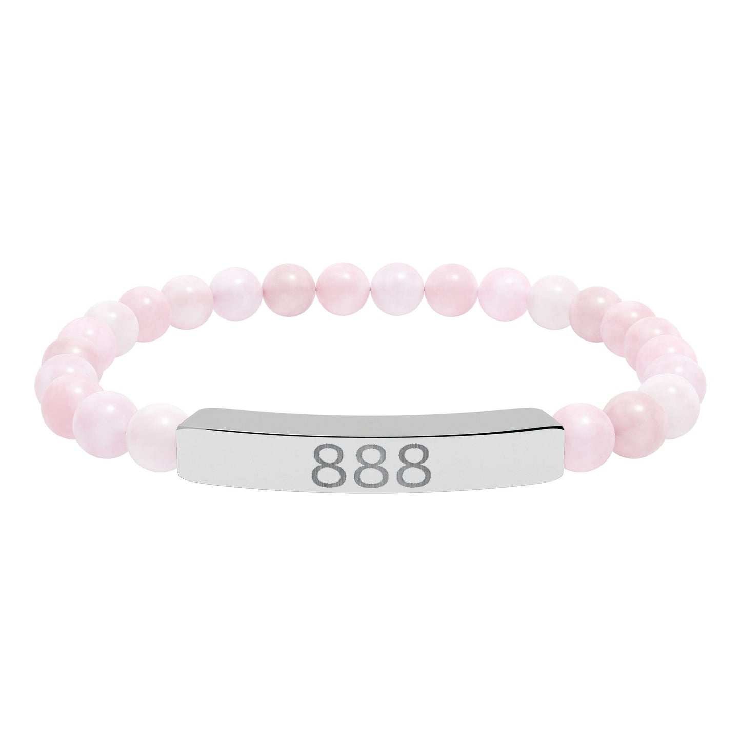 Engraved 888 Natural Stone Stretch Bar Bracelet