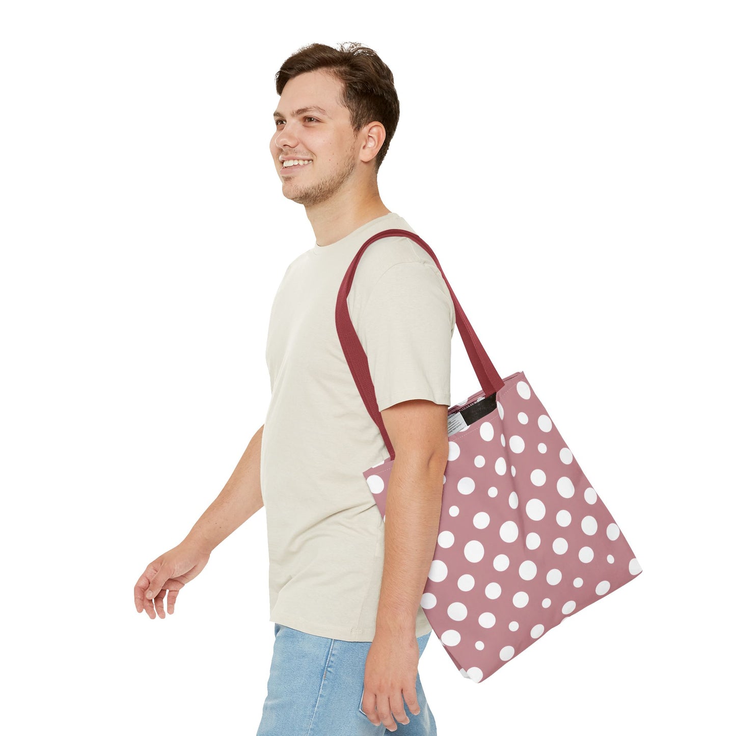Chic Pink Polka Dot Tote Bag