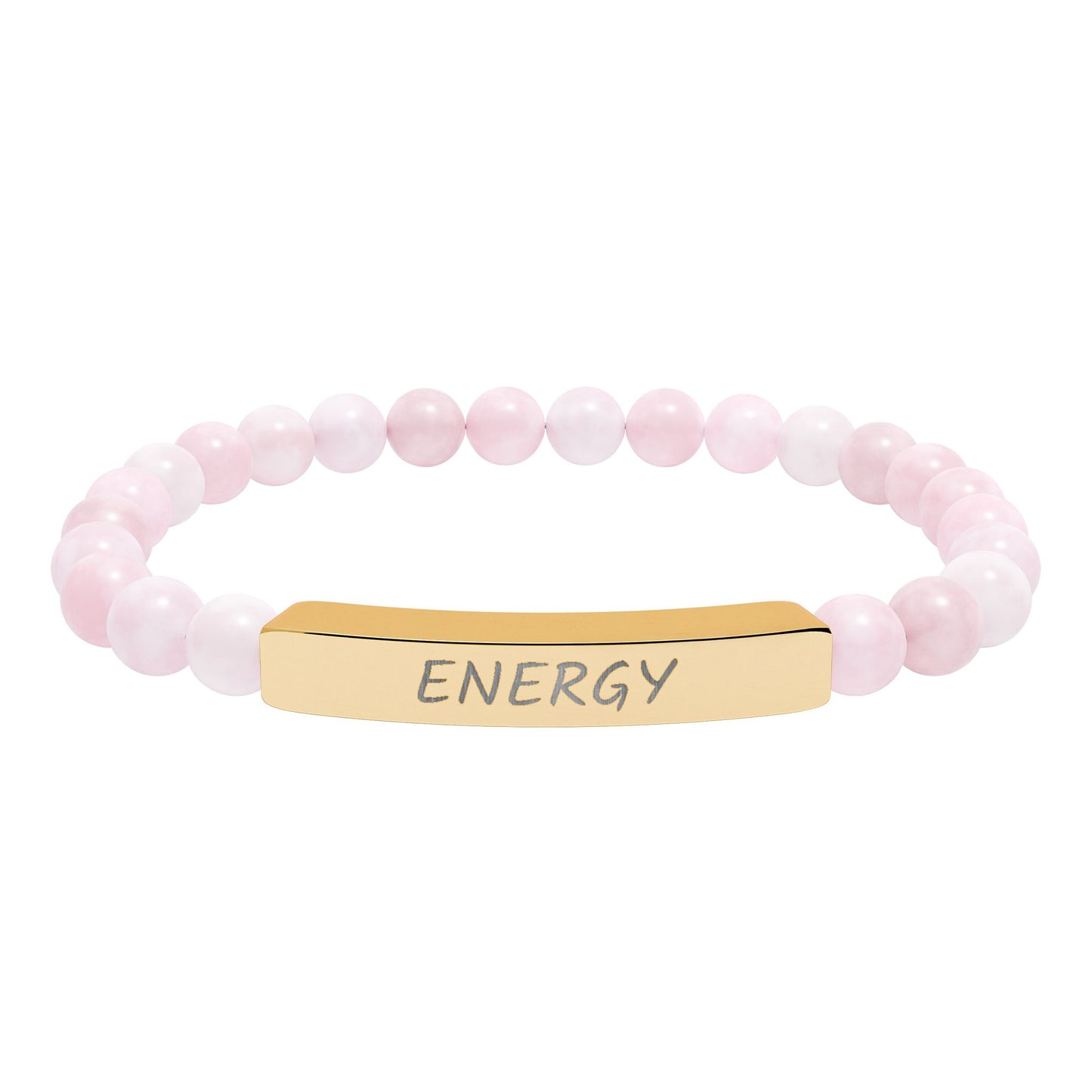 Engraved "Energy" Natural Stone Stretch Bar Bracelet