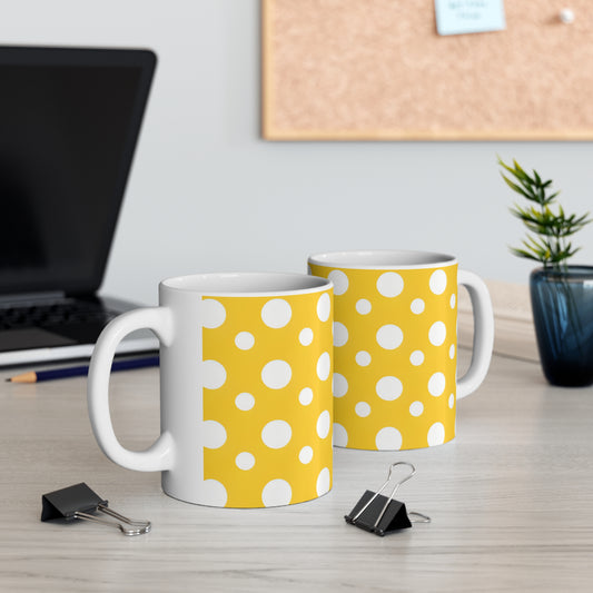 Yasmine's Yellow Polka Dot Ceramic Mug, Coffee Cup