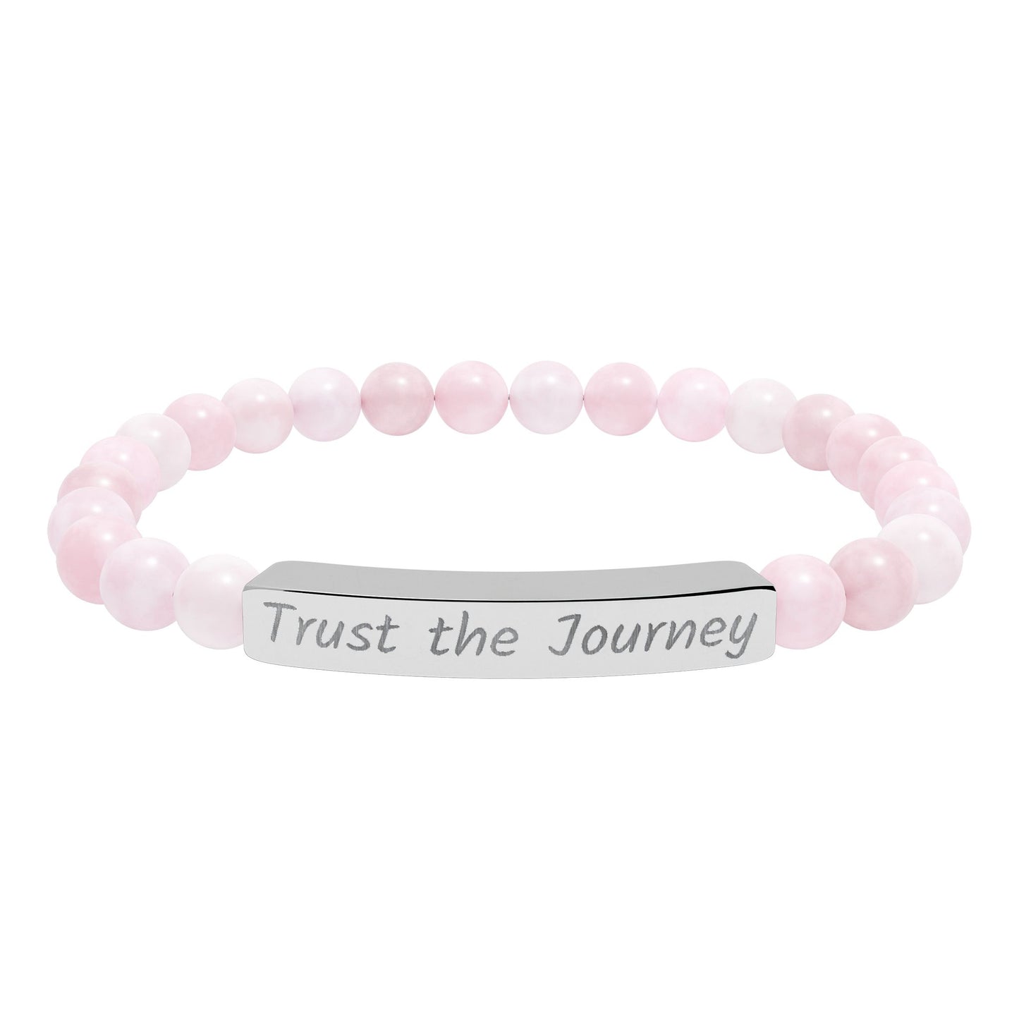 Engraved "Trust the Journey" Natural Stone Stretch Bar Bracelet