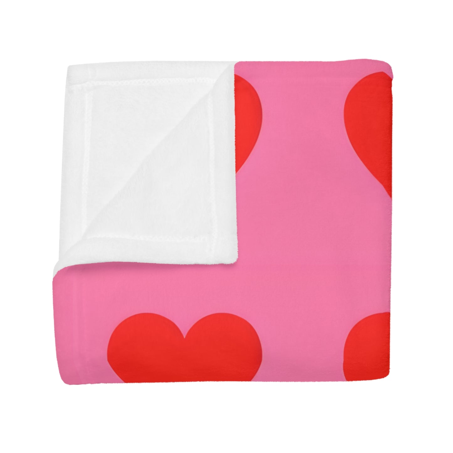Pia's Pink & Red Heart Plush Fleece Blanket