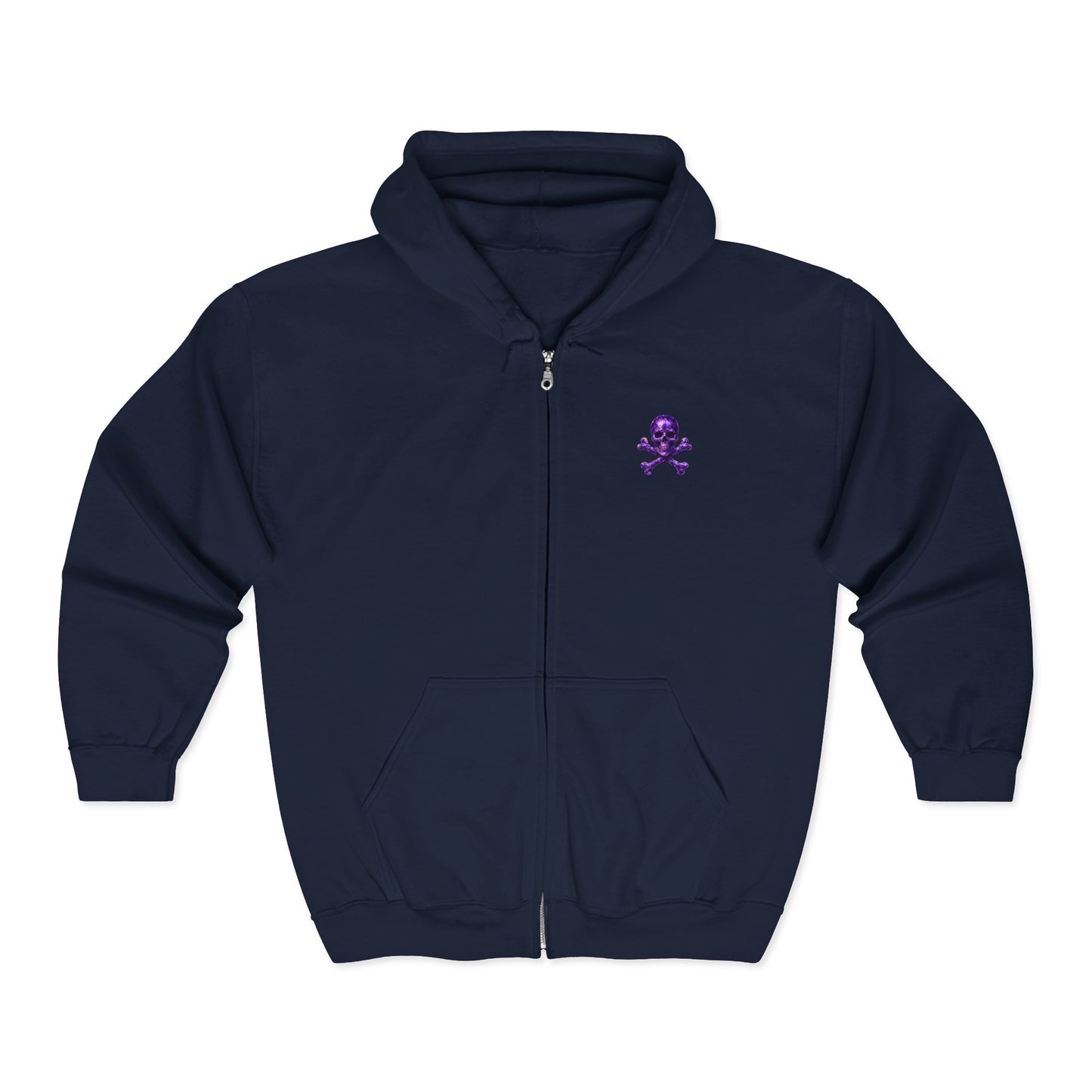 Amethyst Skull & Crossbones Adult Full Zip Sweatshirt - Hooded