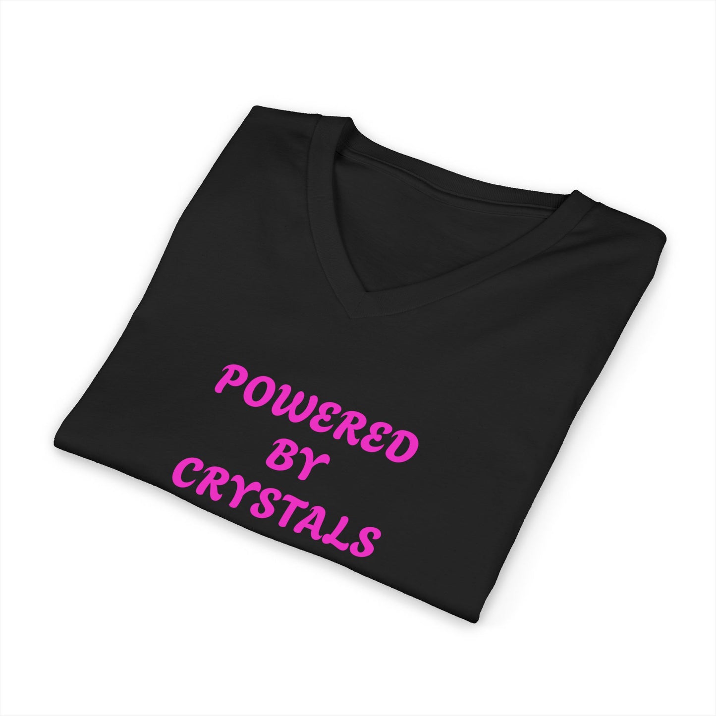 Powered by Crystals V-Neck Adult Shirt