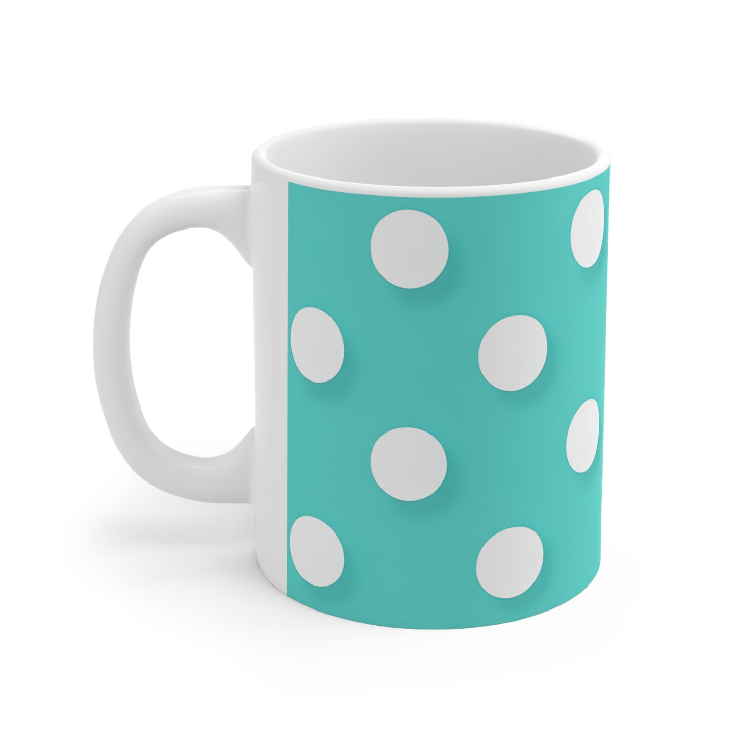 Austin's Aqua Polka Dot Ceramic Mug, Coffee Cup