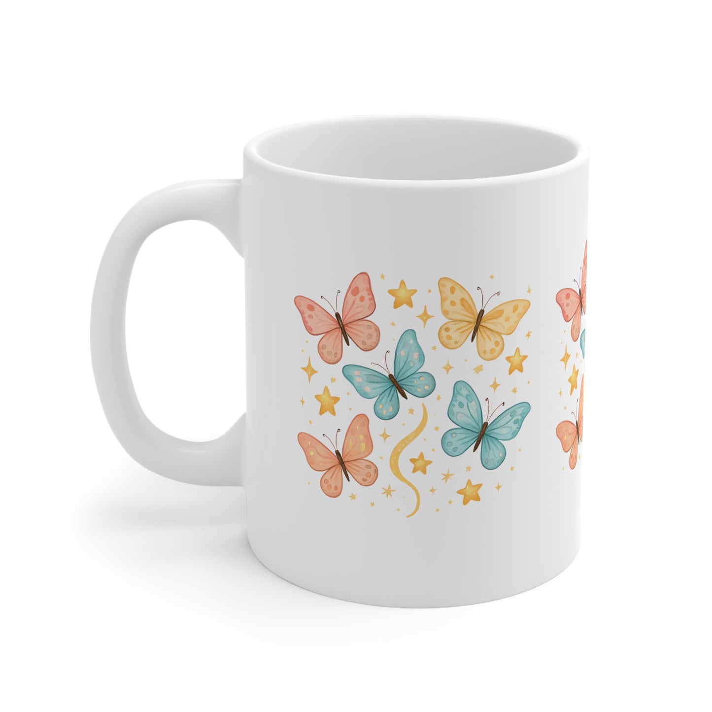 Bertha's Butterfly & Stars Ceramic Mug, Coffee Cup
