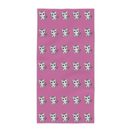Gina's Grey Kitten & Pink Beach Towel