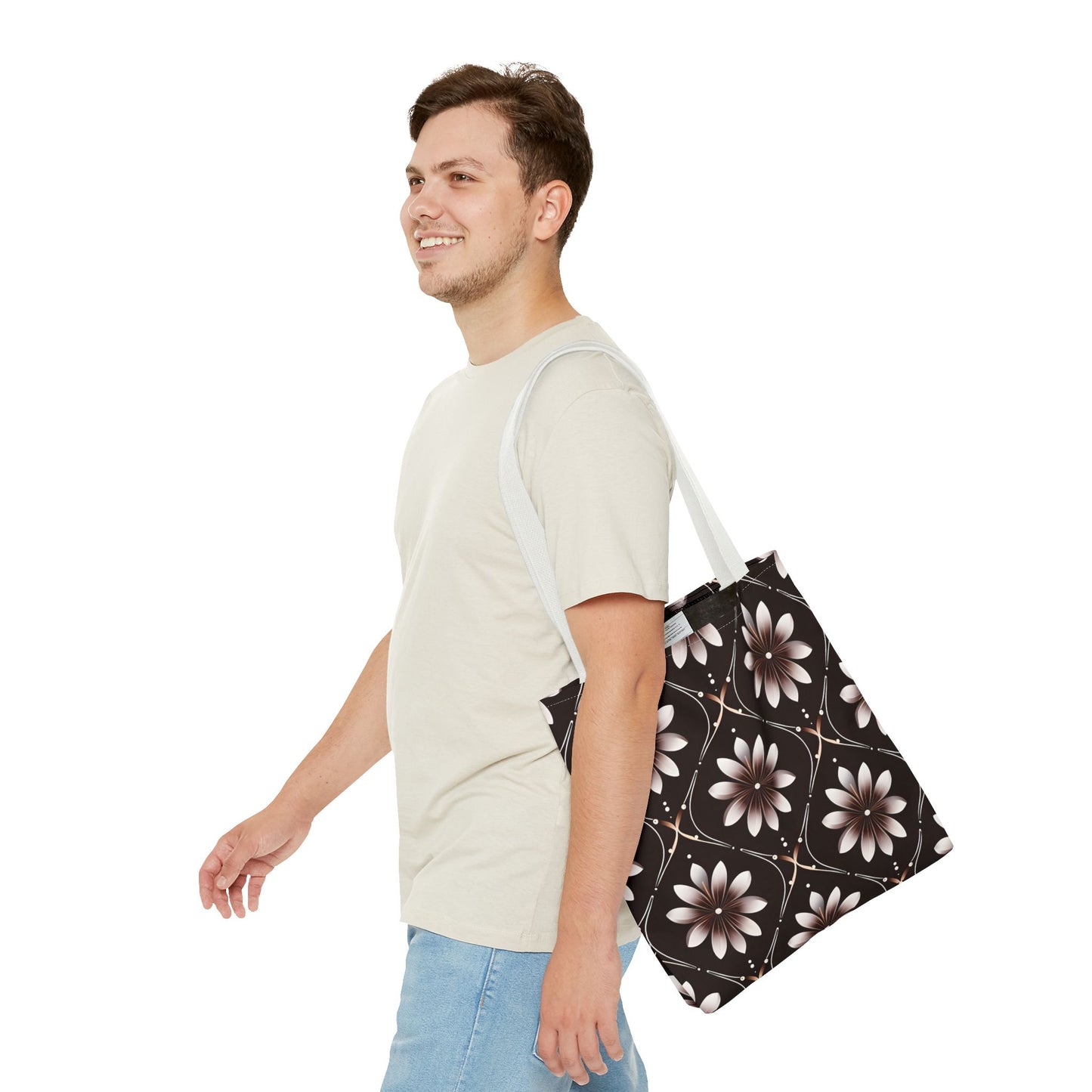 Bowie's Brown Floral Tile Tote Bag