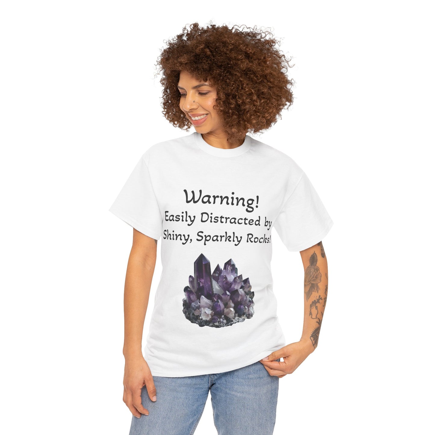 Waylon's "Warning! Easily Distracted by Shiny, Sparkly Rocks!" Adult Shirt