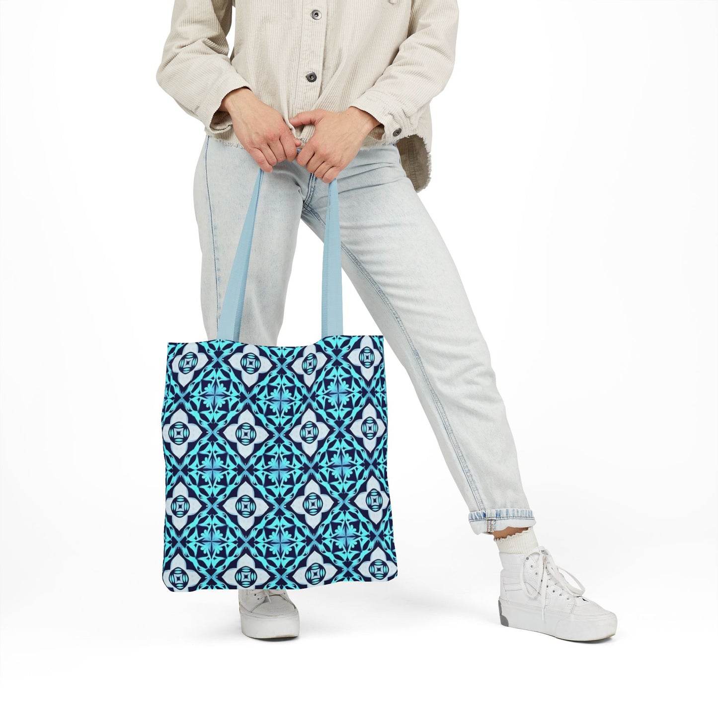 Gaia's Blue Geometric Tote Bag