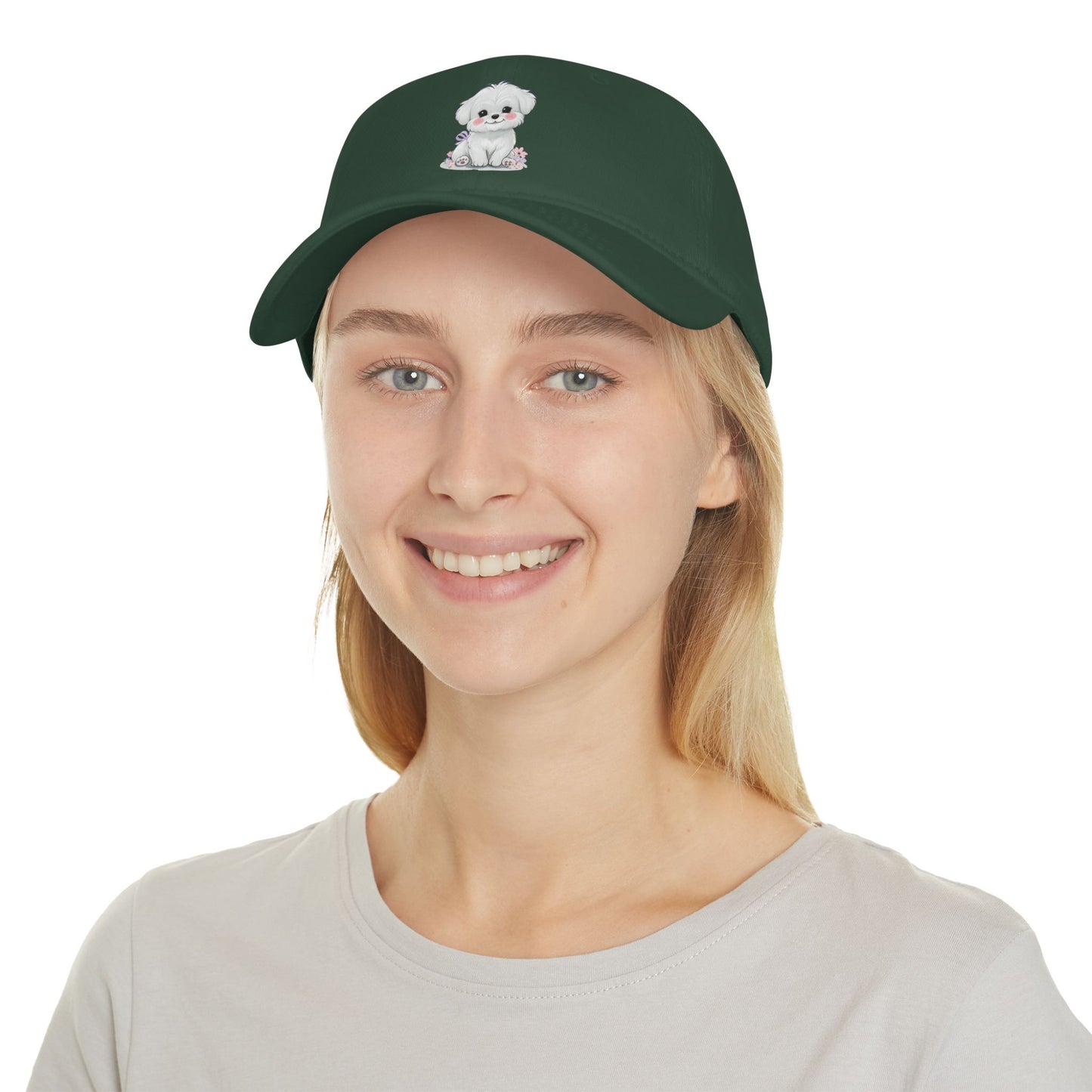 Whitney's White Puppy Low Profile Baseball Cap