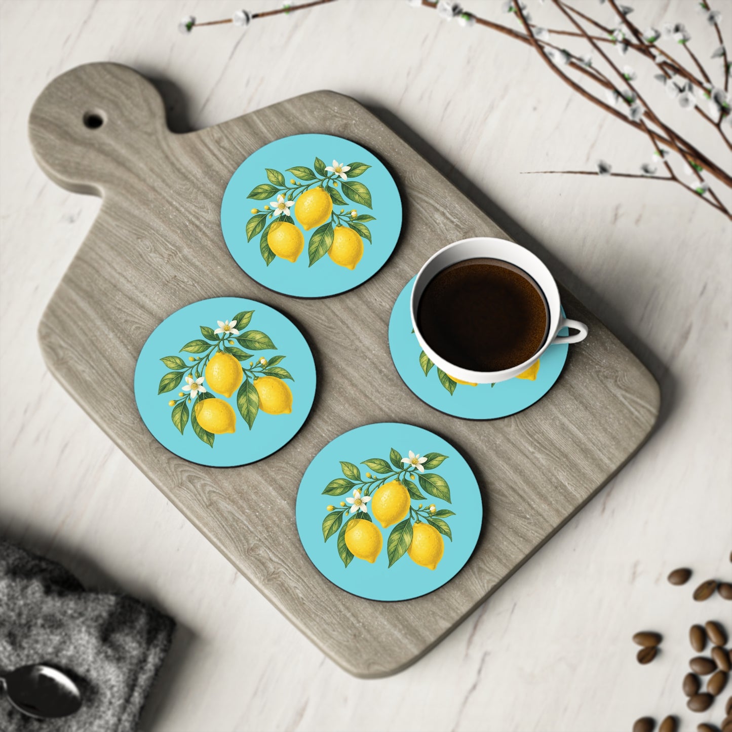 Fresh Lemon Citrus Coasters