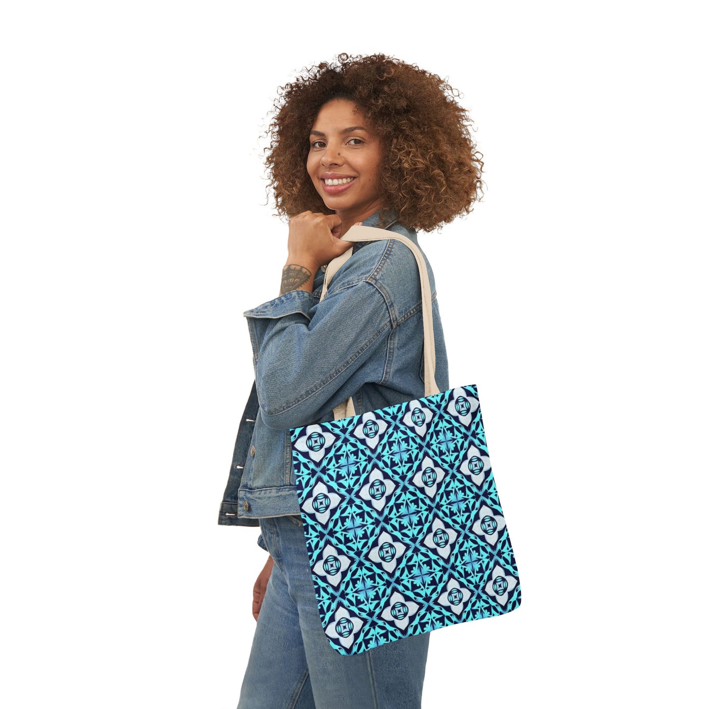 Gaia's Blue Geometric Tote Bag