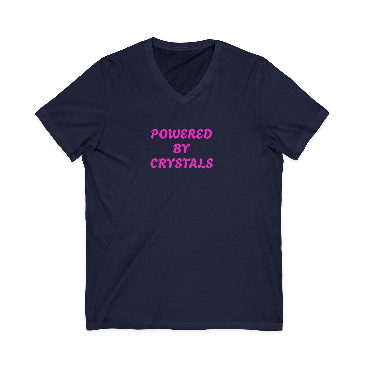 Powered by Crystals V-Neck Adult Shirt