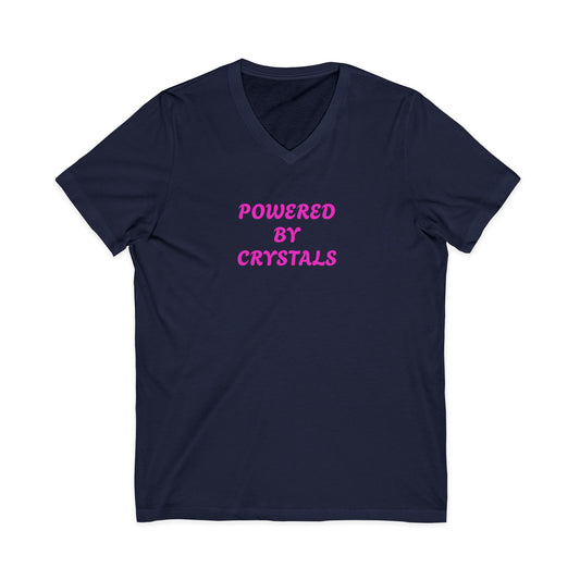 Powered by Crystals V-Neck Adult Shirt