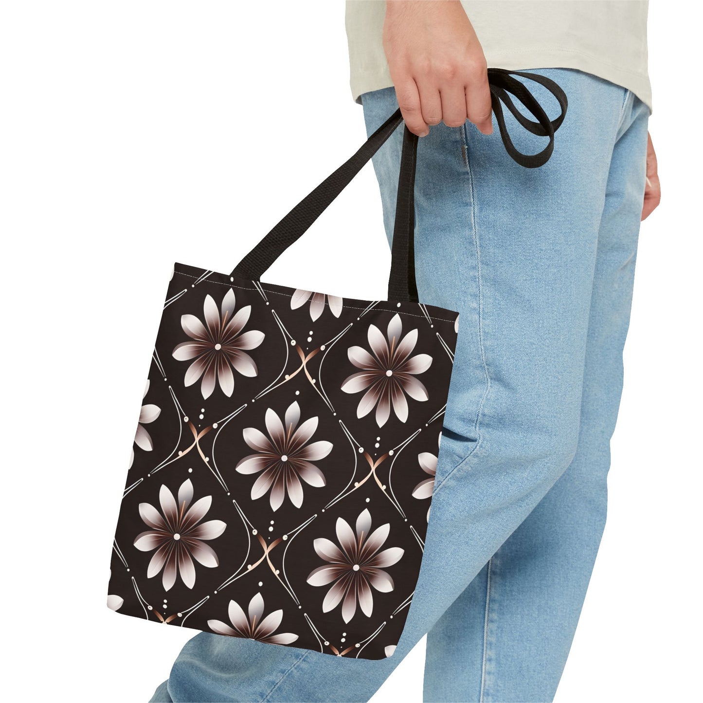 Bowie's Brown Floral Tile Tote Bag