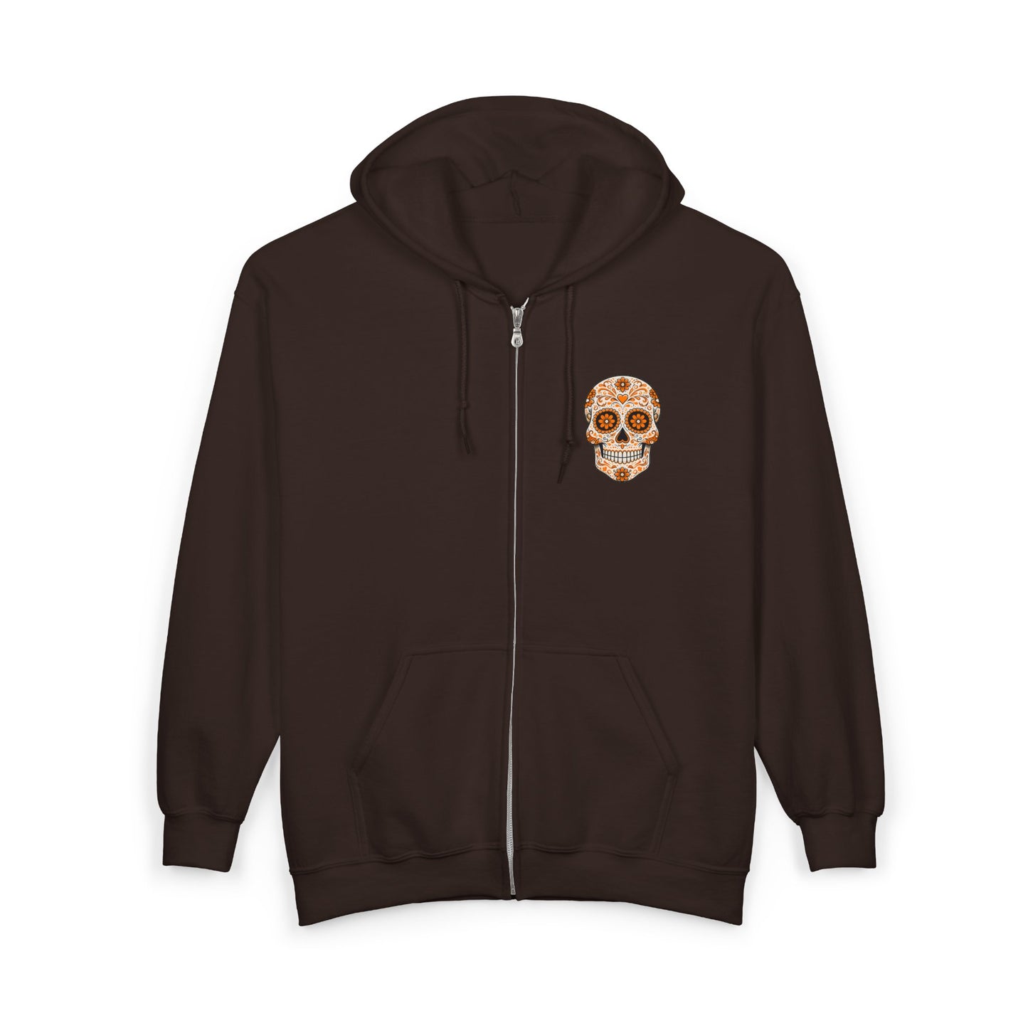 Orange Sugar Skull Full Zip Sweatshirt - Hooded