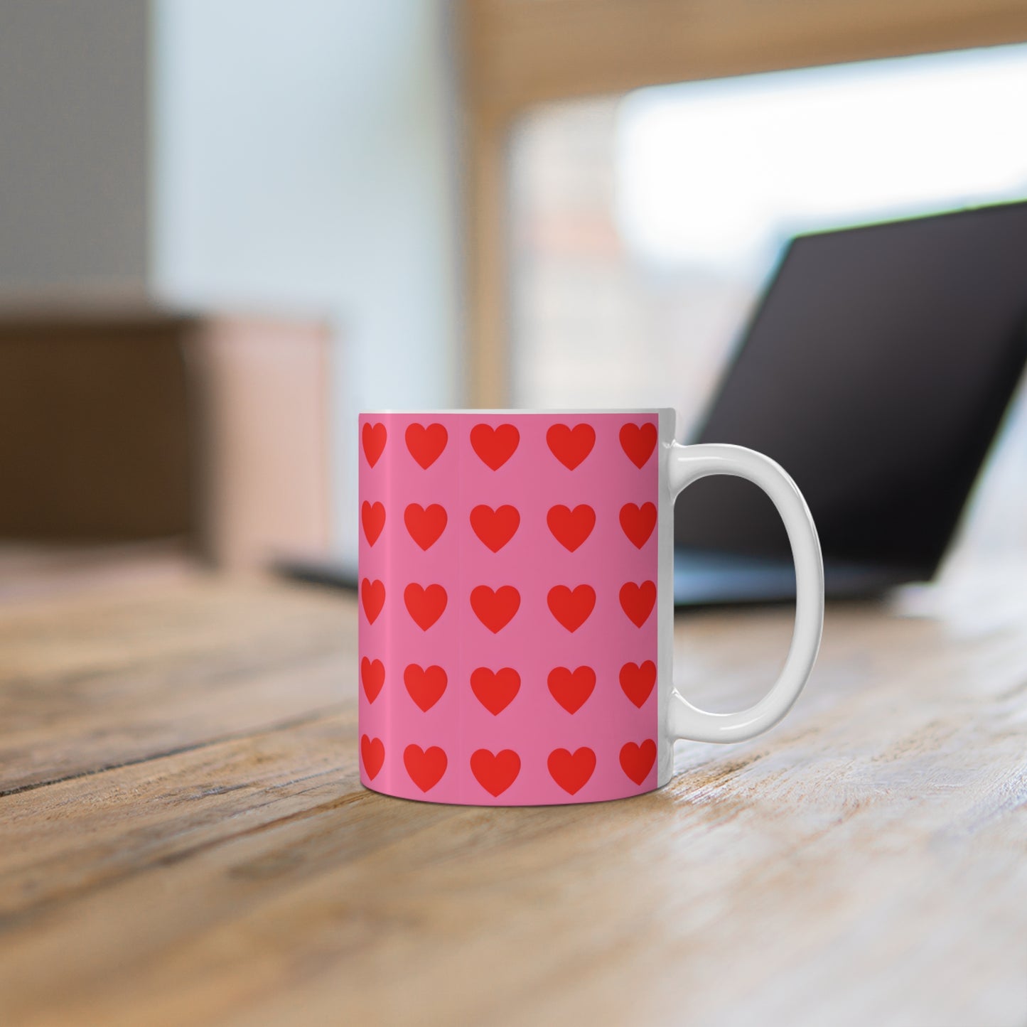 Priscilla's Pink Heart Ceramic Mug, Coffee Cup