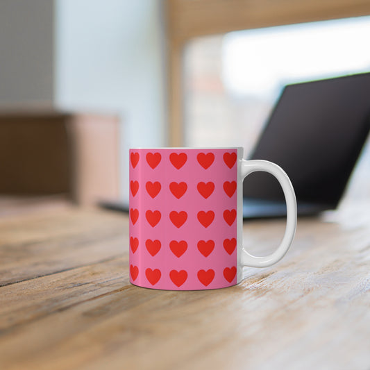 Priscilla's Pink Heart Ceramic Mug, Coffee Cup
