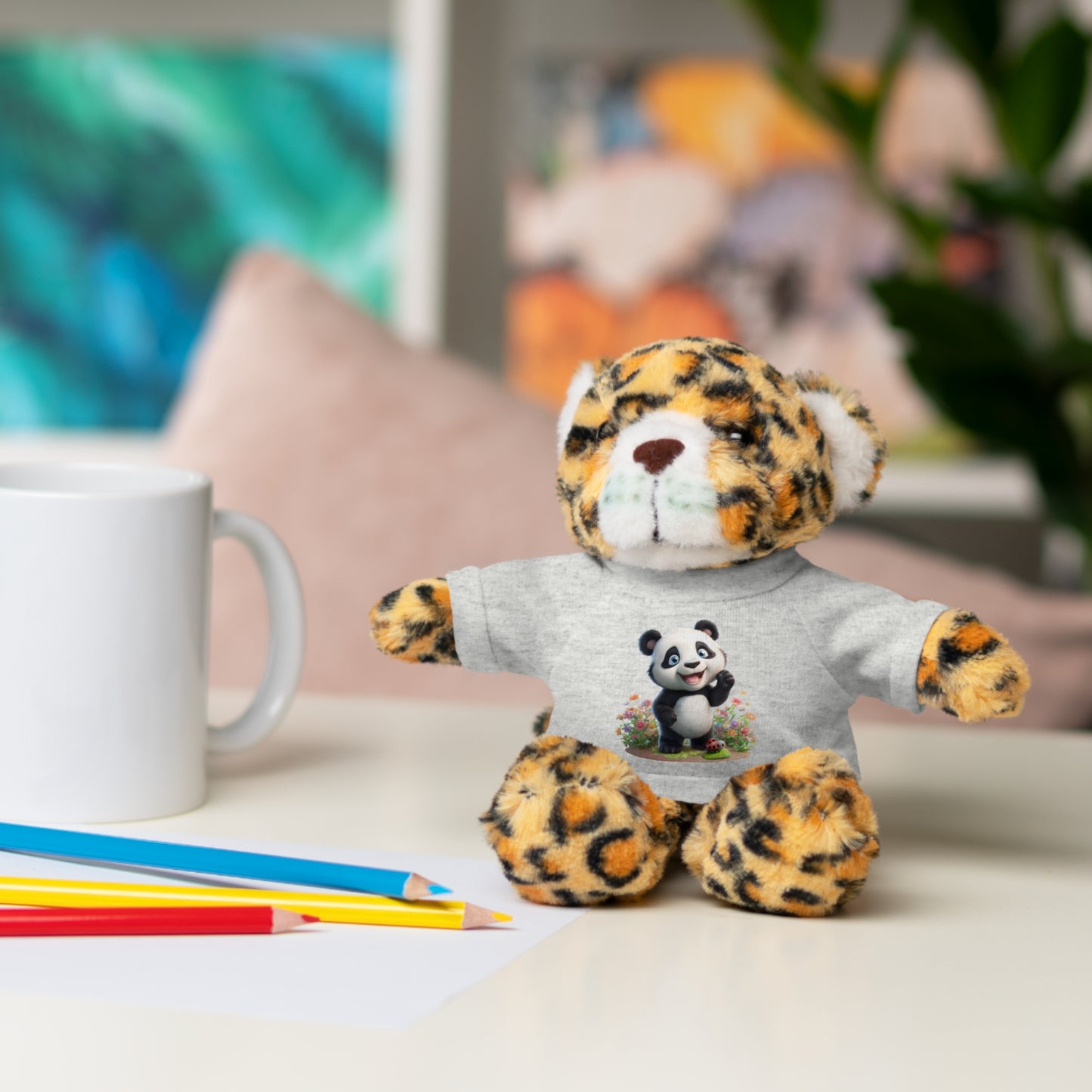 Panda on Tee Plush Animals