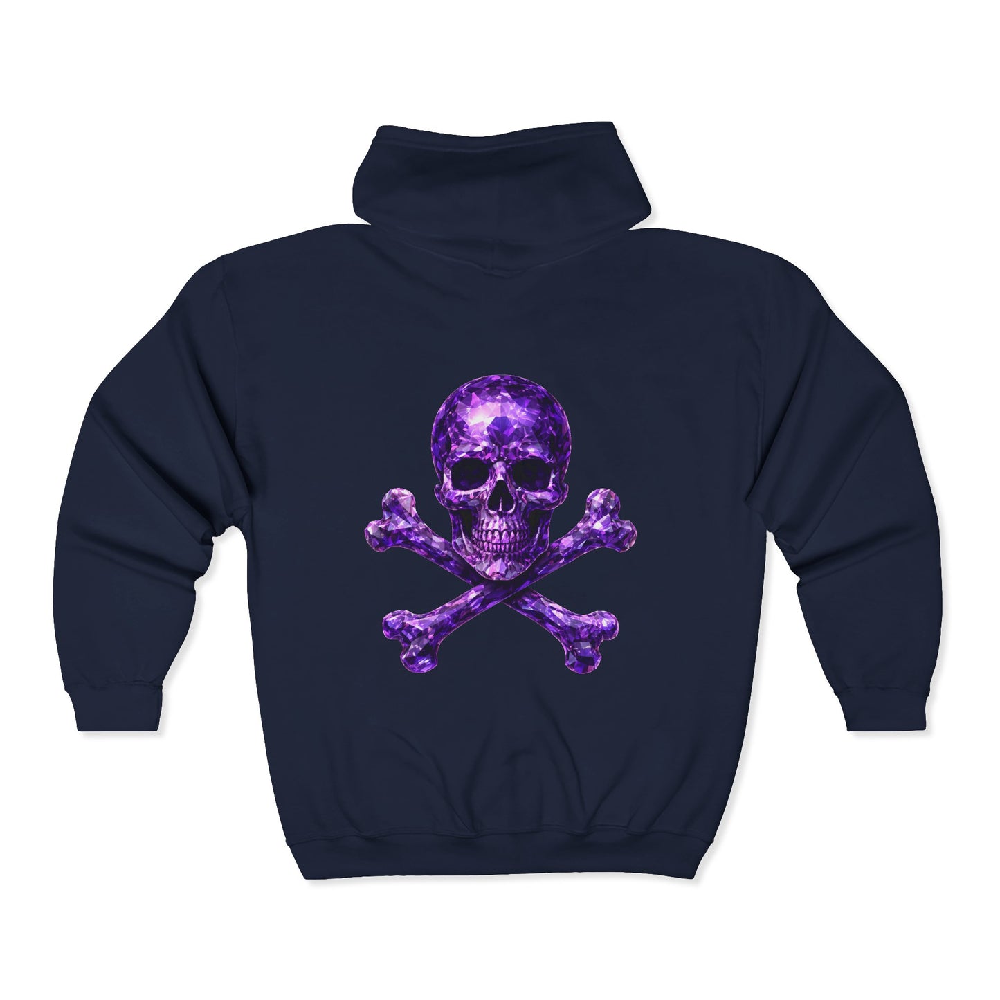 Amethyst Skull & Crossbones Adult Full Zip Sweatshirt - Hooded