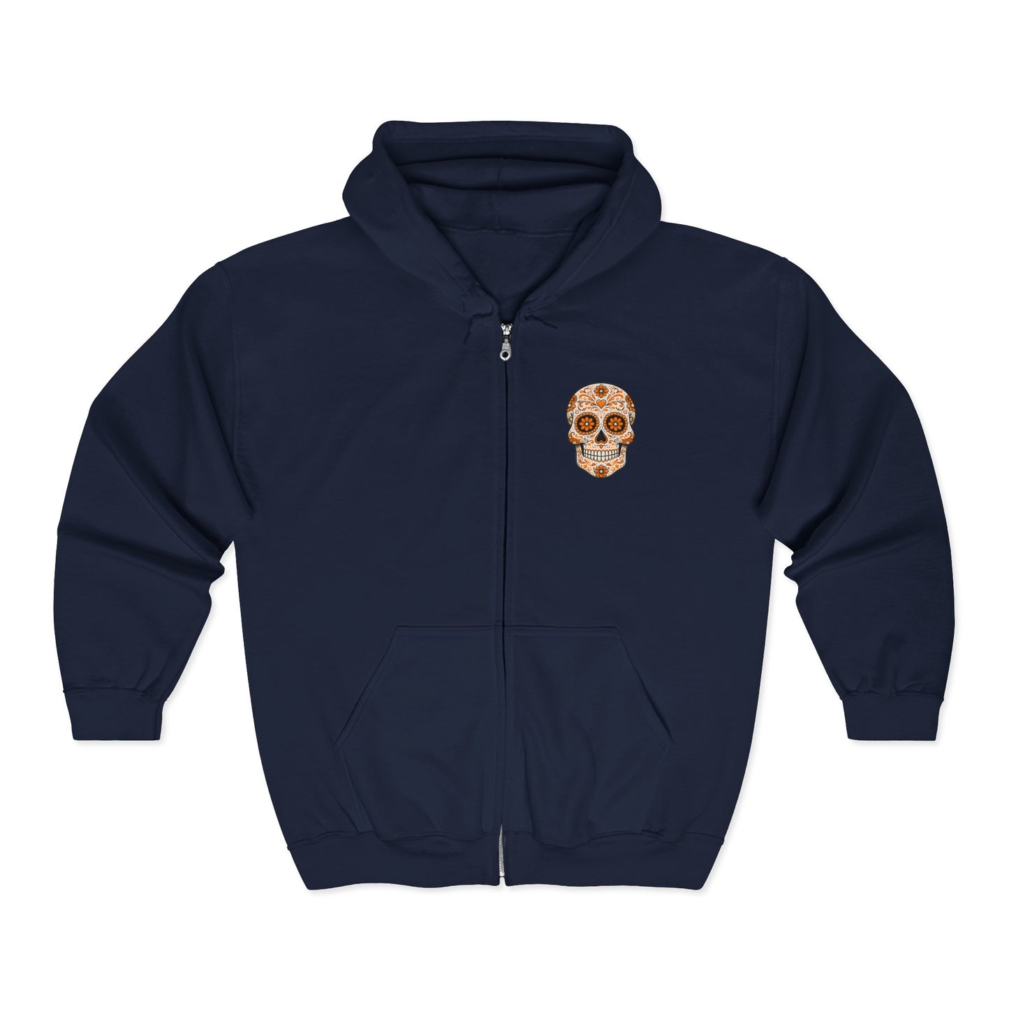 Orange Sugar Skull Full Zip Sweatshirt - Hooded