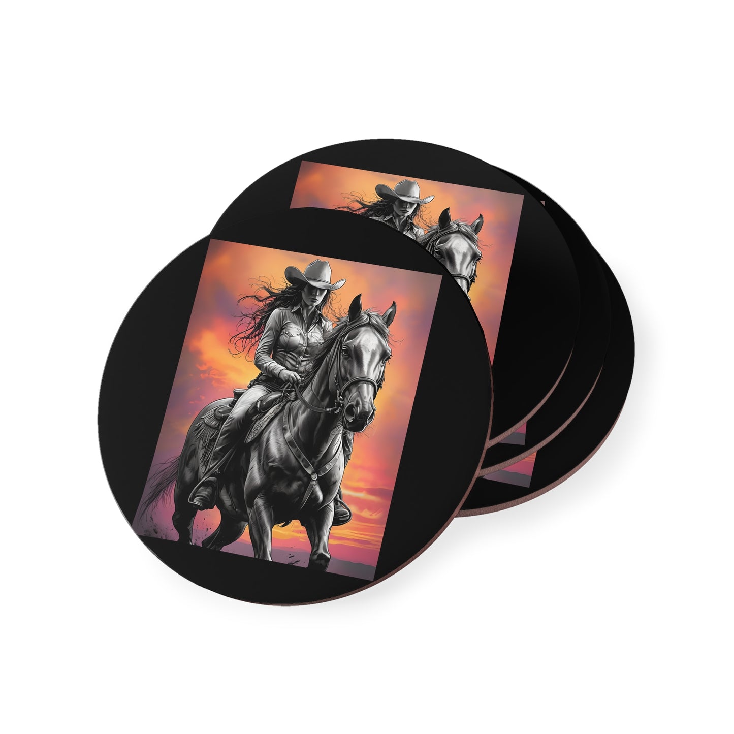 Cowgirl & Horse Sunset Coasters
