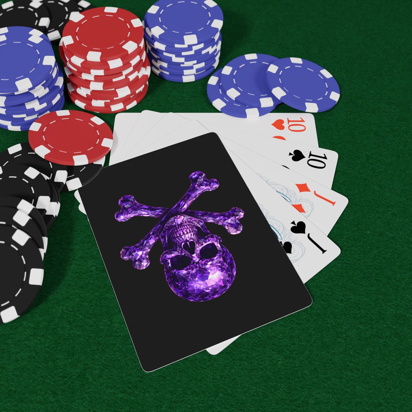 Amethyst Skull & Crossbones Playing Cards