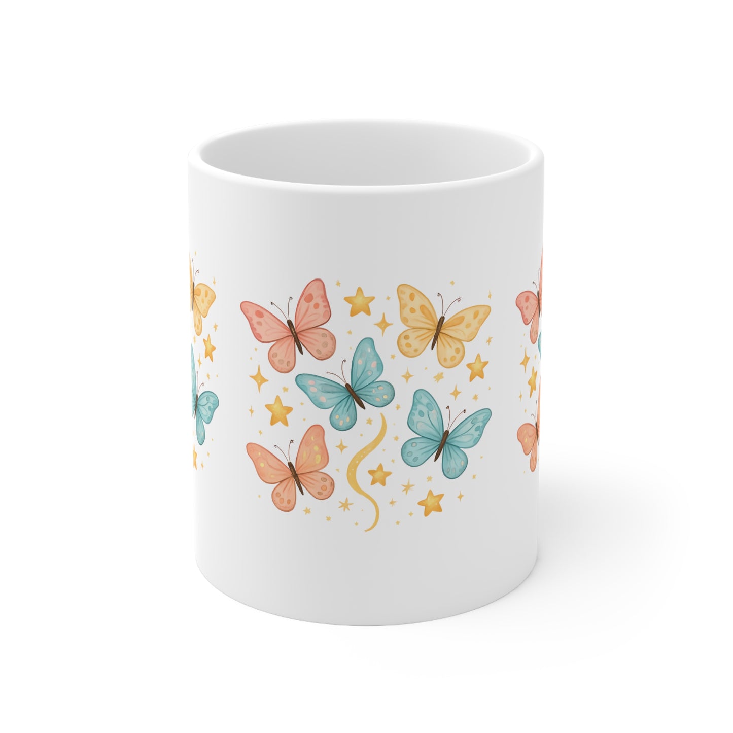 Bertha's Butterfly & Stars Ceramic Mug, Coffee Cup